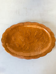 embossed metal scalloped tray with antique copper finish at The Rustic Barn in Killingworth CT