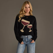 espresso martini black graphic knit sweater at the rustic barn in killingworth ct