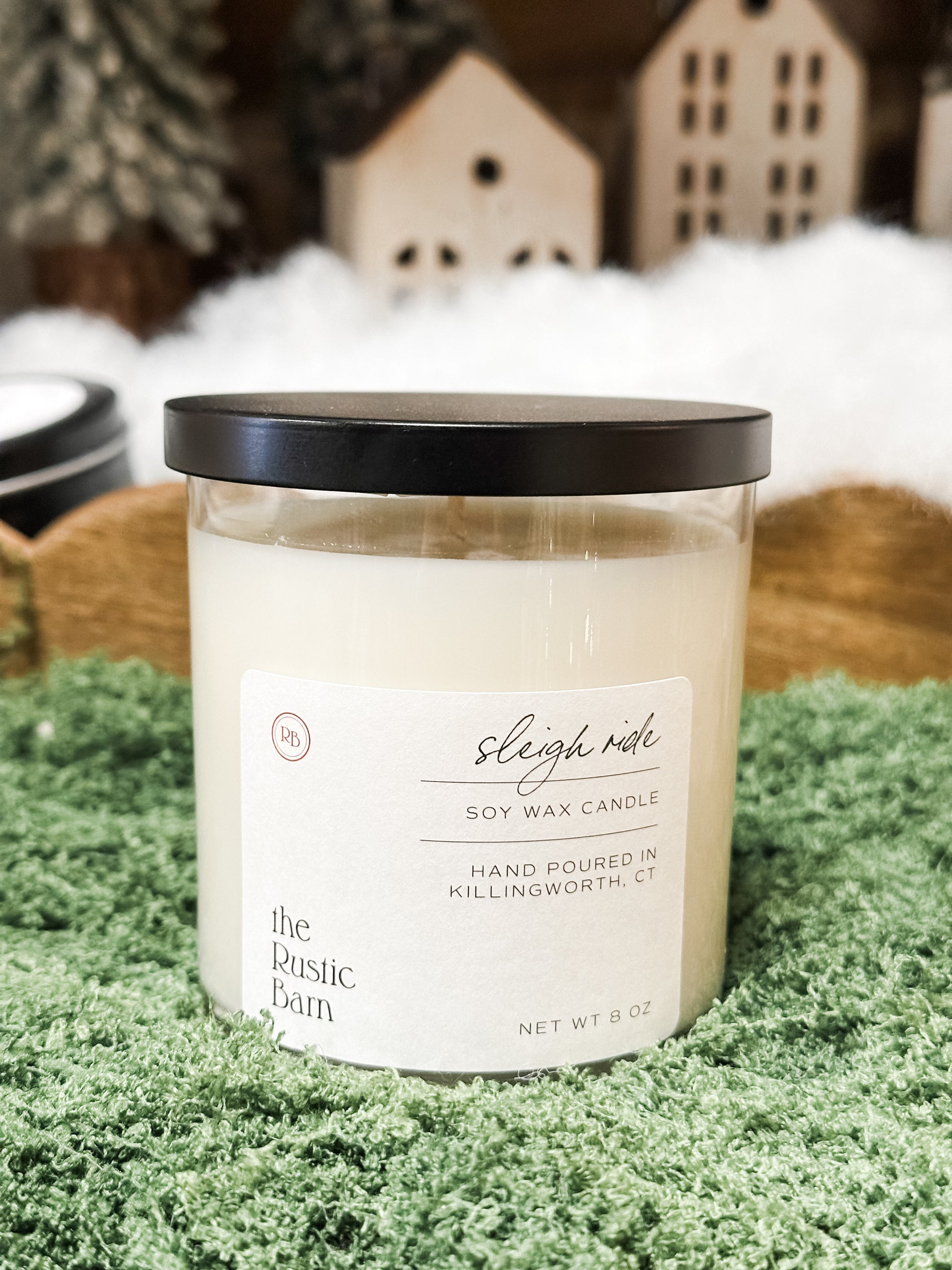 eucalyptus, pine, rosemary, oak moss, and cedar hand-poured soy candle at The Rustic Barn in Killingworth CT