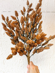 fall brown pinecone bush stem at the rustic barn in killingworth ct