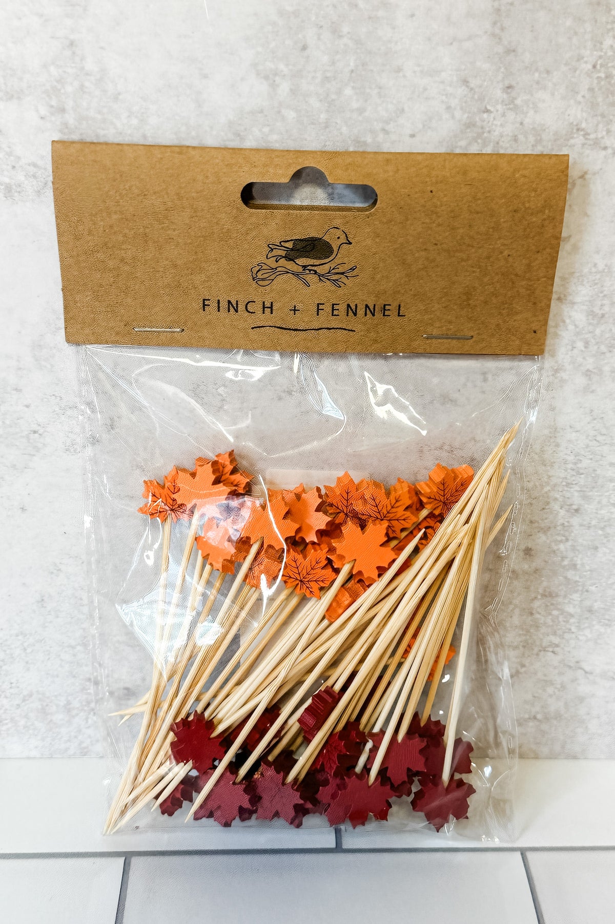 maple two colors party skewer appetizer cocktail picks for fall for sale at the rustic barn in Killingworth, CT