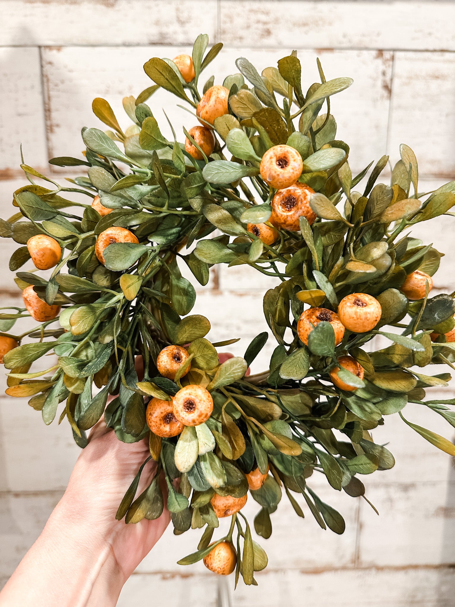 fall olive leaf candle ring at the rustic barn in killingworth ct