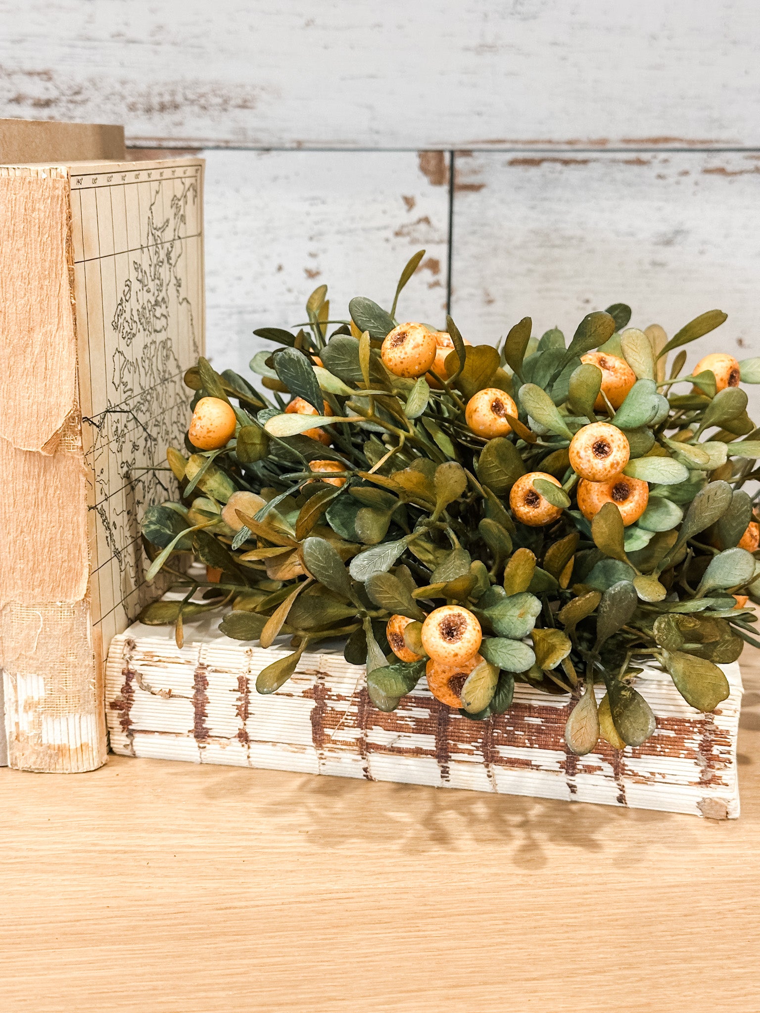 faux olive leaf fall half sphere at the rustic barn in killingworth ct