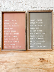 fall wording printed wood framed wall art at the rustic barn in killingworth ct