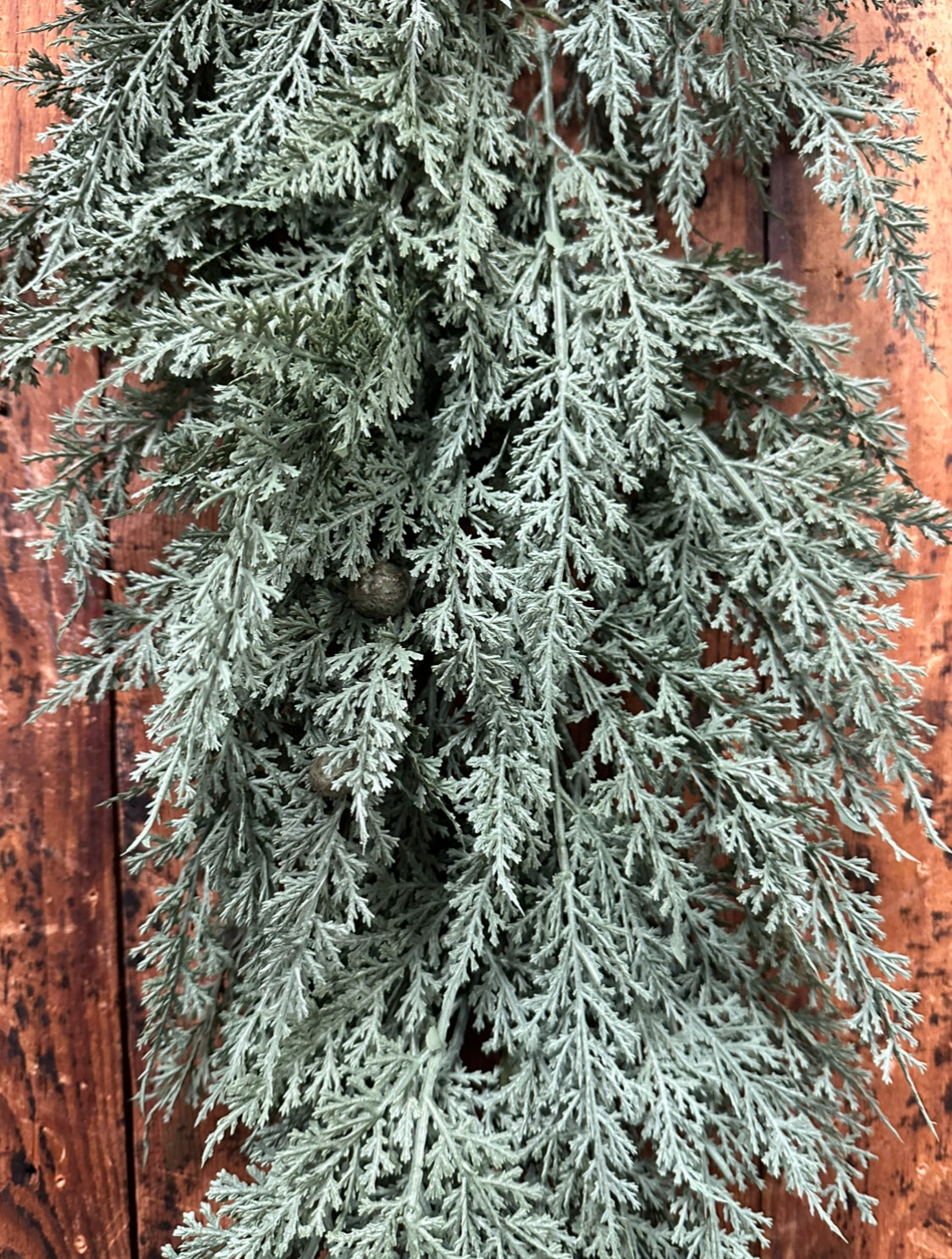 faux juniper garland at The Rustic Barn in Killingworth CT