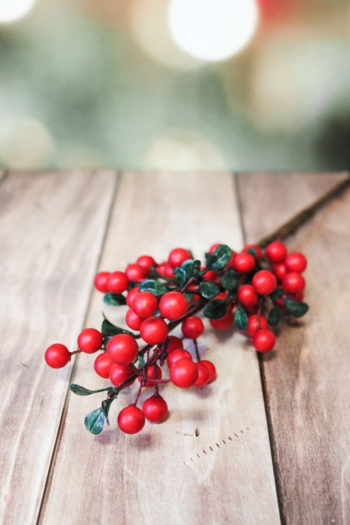 Festive bright red christmas berry pick for outdoor weatherproof faux christmas floral 