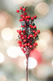Festive bright red christmas berry pick for outdoor weatherproof faux christmas floral 