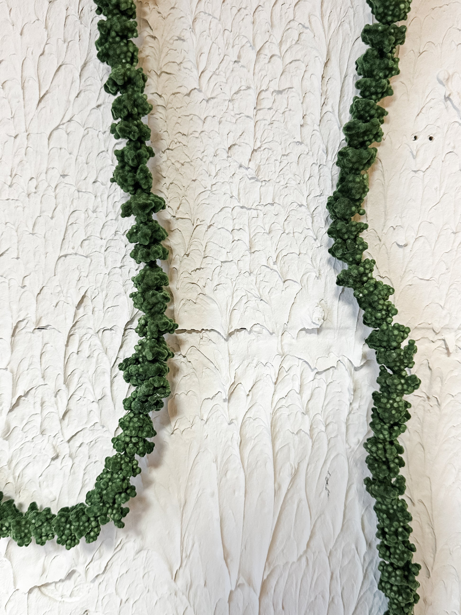 green flocked foam ball garland at The Rustic Barn in Killingworth CT