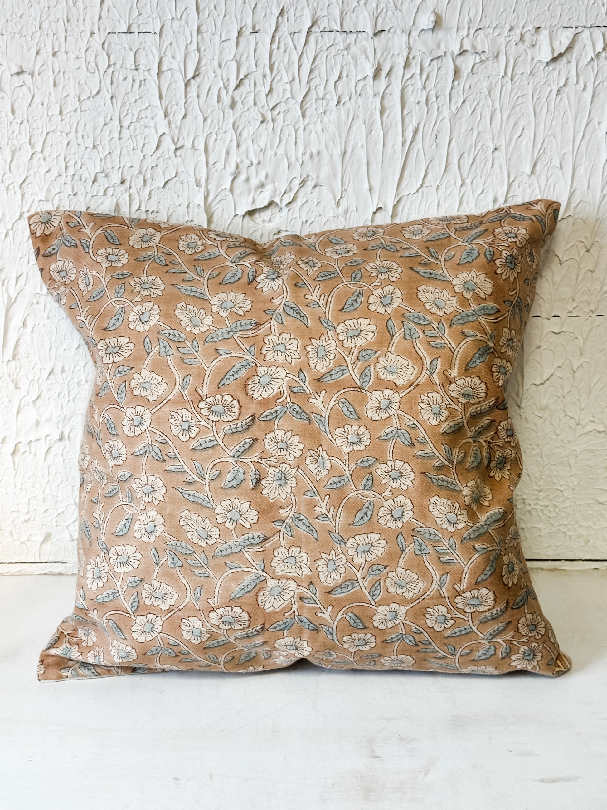 floral block print pillow at The Rustic Barn in Killingworth, CT