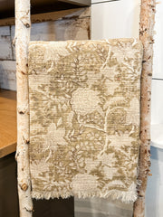 Floral cream and brown throw cotton blanket handcrafted from the rustic barn in killingworth, CT