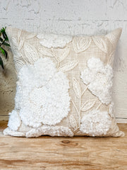 embroidered texture floral pillow at the rustic barn in Killingworth ct