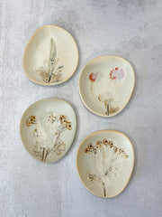 Floral hand painted stoneware plates for fall for sale at the rustic barn in killingworth, CT