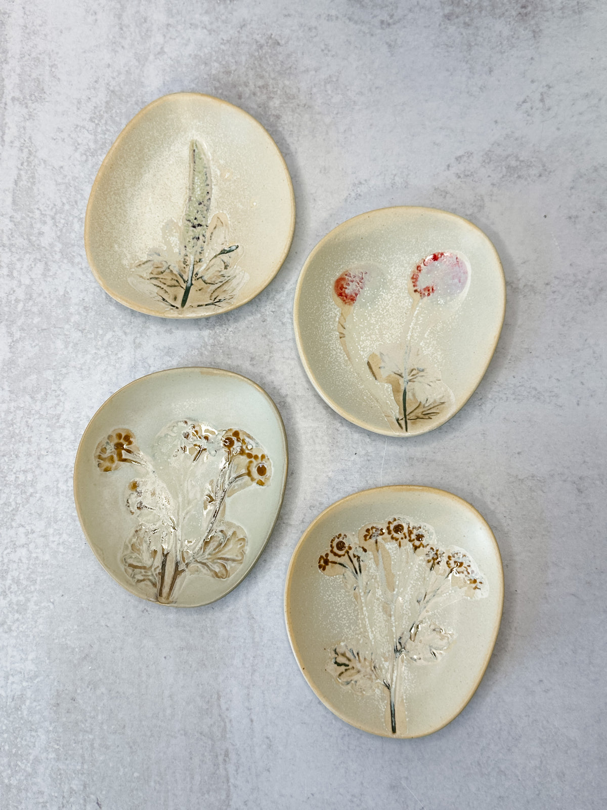 Floral hand painted stoneware plates for fall for sale at the rustic barn in killingworth, CT