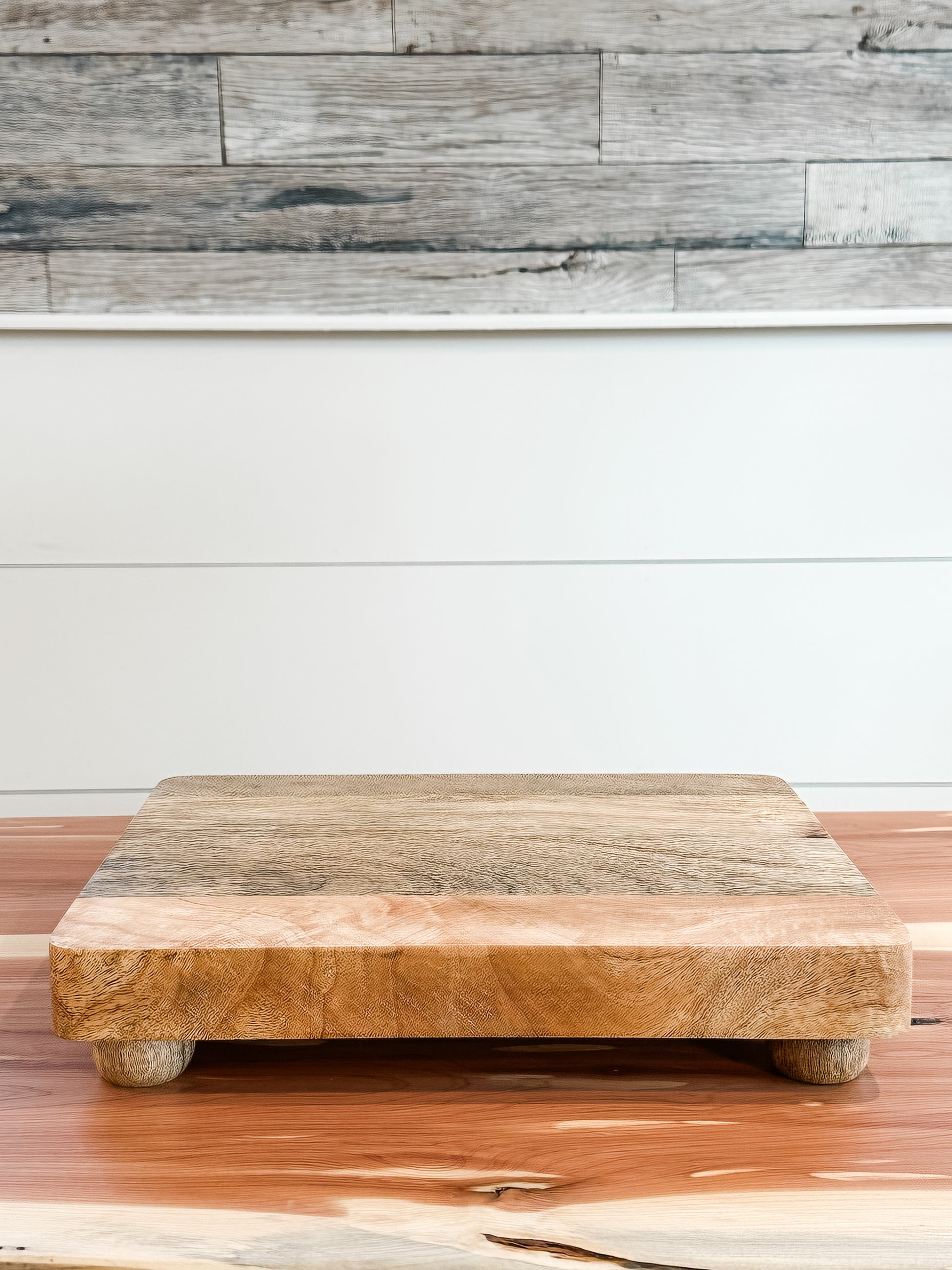 footed mango wood cheese and serving board at the Rustic Barn in Killingworth, CT