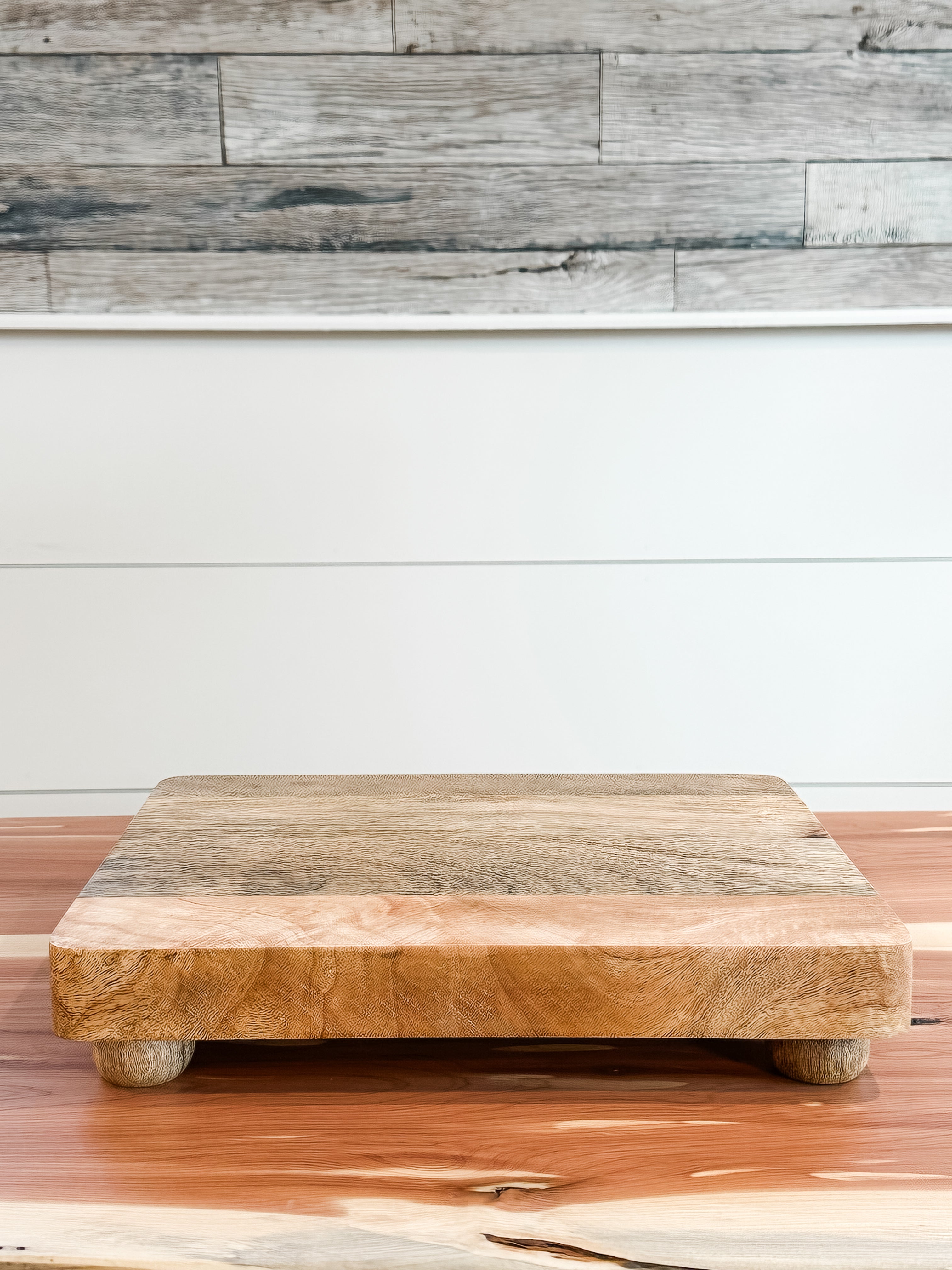 footed mango wood cheese and serving board at the Rustic Barn in Killingworth, CT