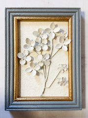 French blue 3D botanical wall art at The Rustic Barn in Killingworth, CT