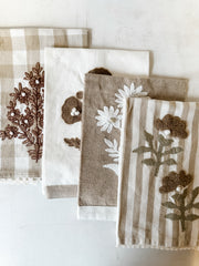 cotton tea towel with embroidered florals at The Rustic Barn in Killingworth CT