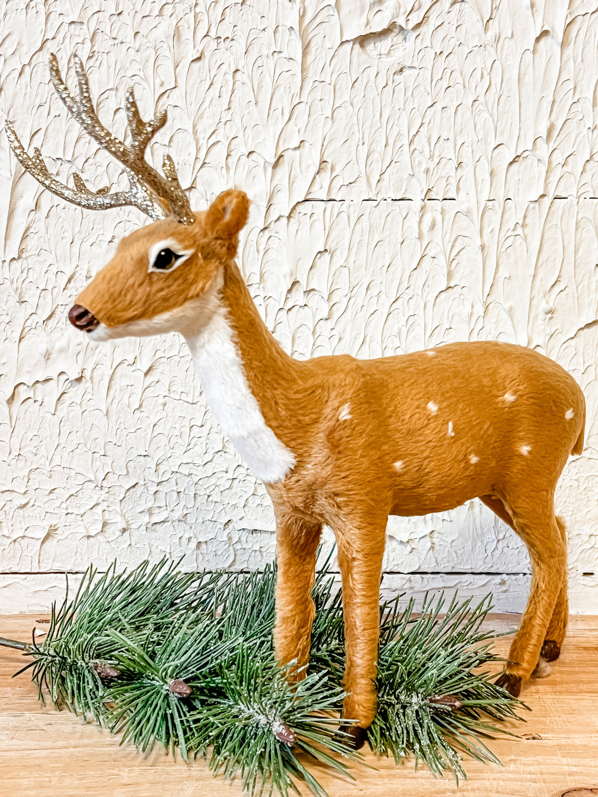 fur deer with glittered antlers at the rustic barn in killingworth ct