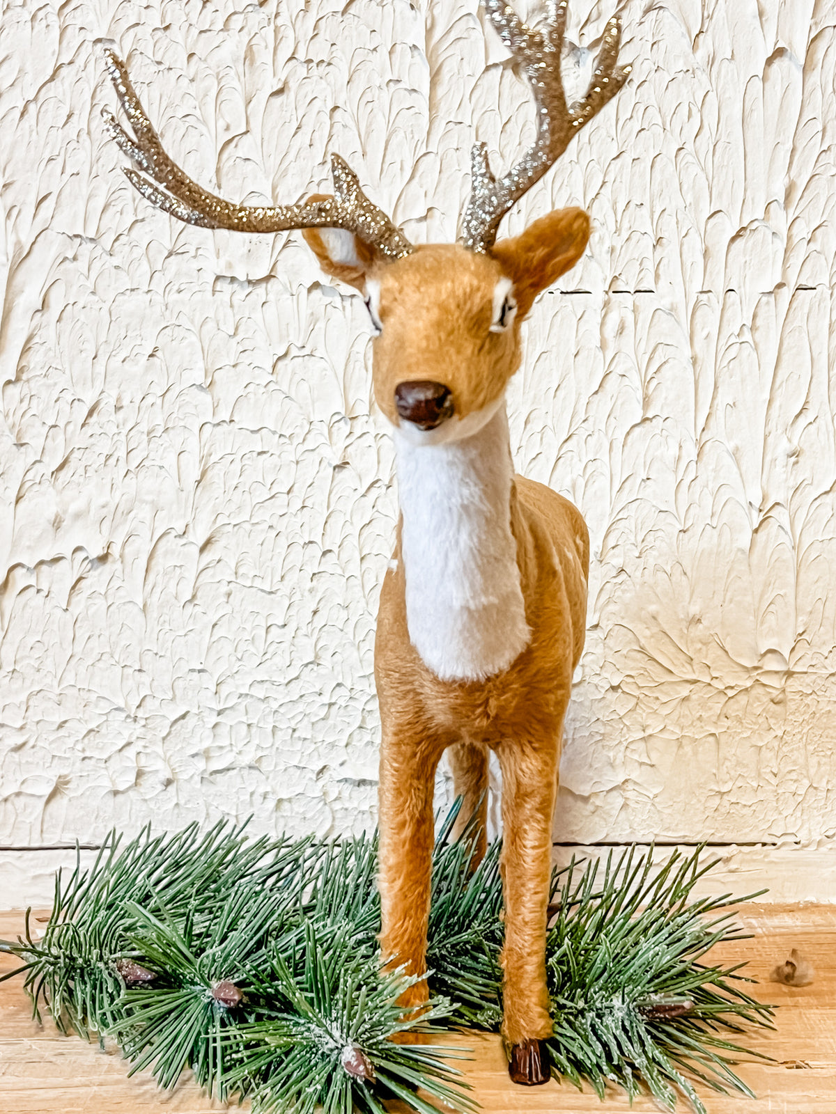 fur deer with glittered antlers at the rustic barn in killingworth ct
