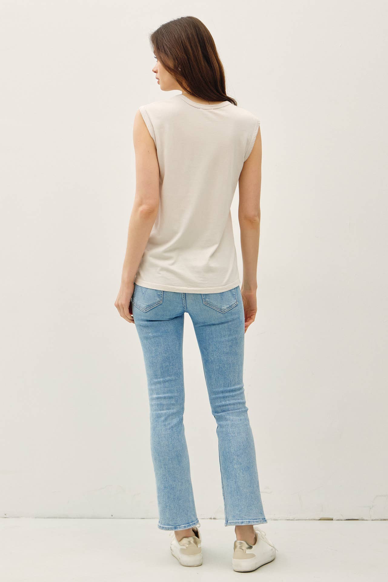 cap sleeve scoop neck tee cream color at the rustic barn in Killingworth ct