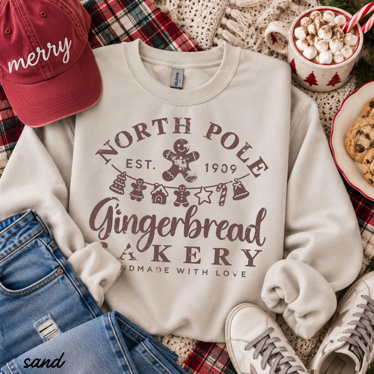 gingerbread bakery christmas sweatshirt at the rustic barn in killingworth ct