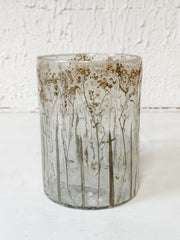 glass candle holder with pressed baby's breath at The Rustic Barn in Killingworth, CT