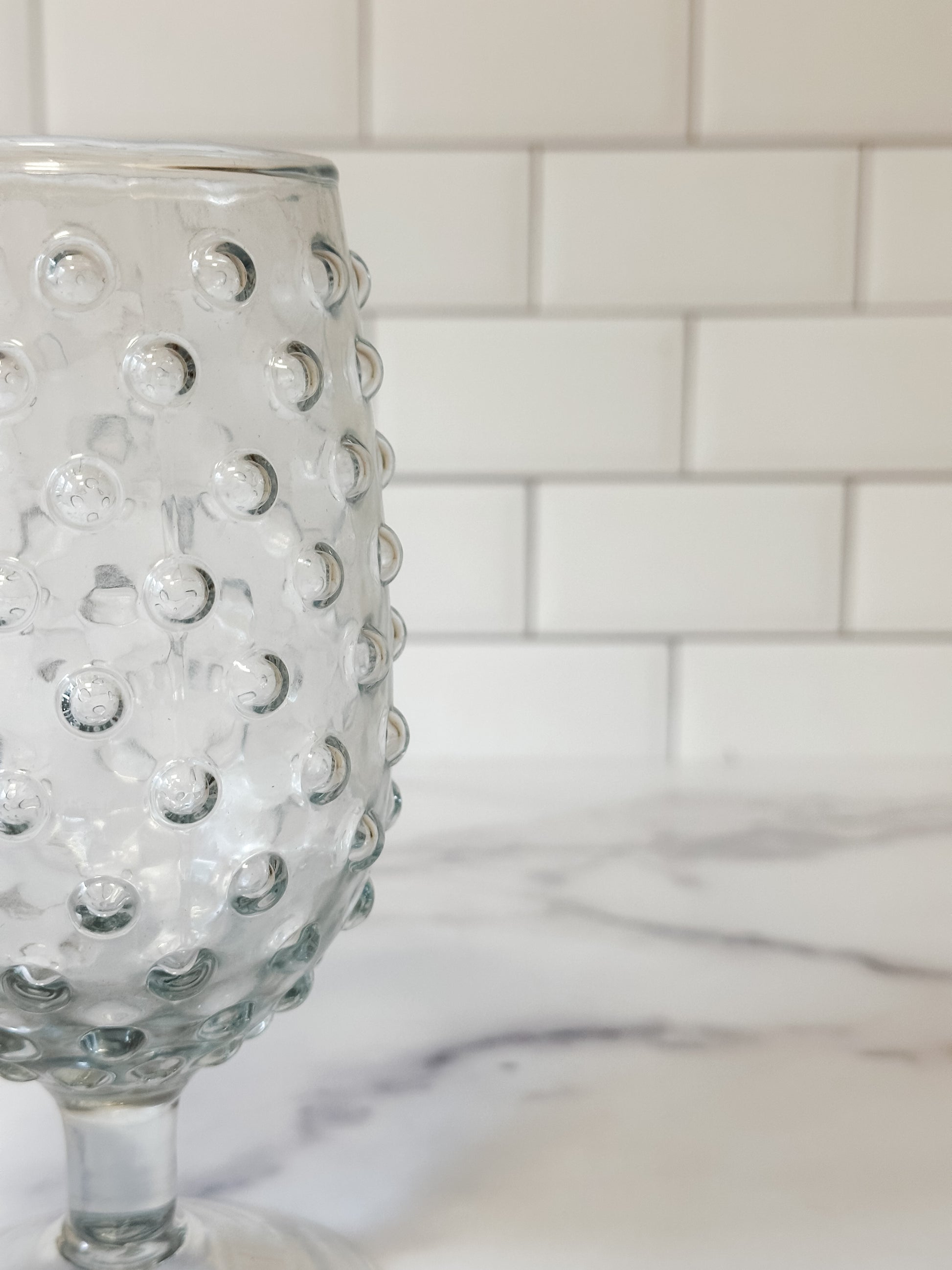 glass hobnail stemmed glass at the Rustic Barn in Killingworth CT