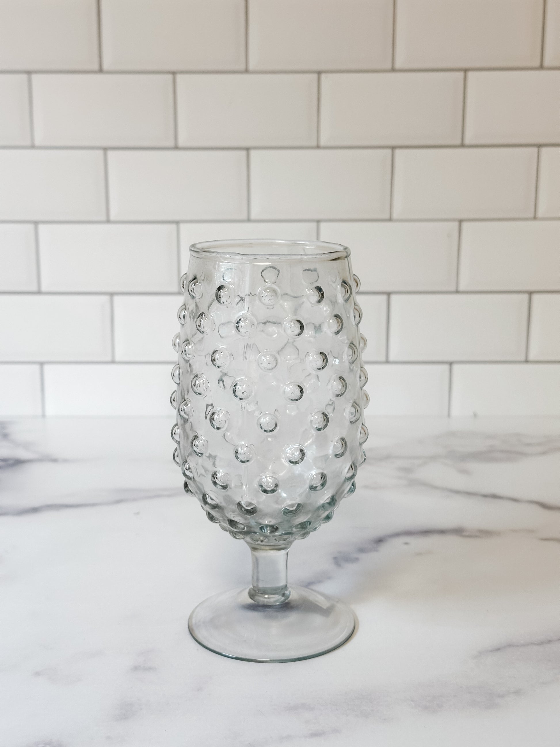 glass hobnail stemmed glass at the Rustic Barn in Killingworth CT