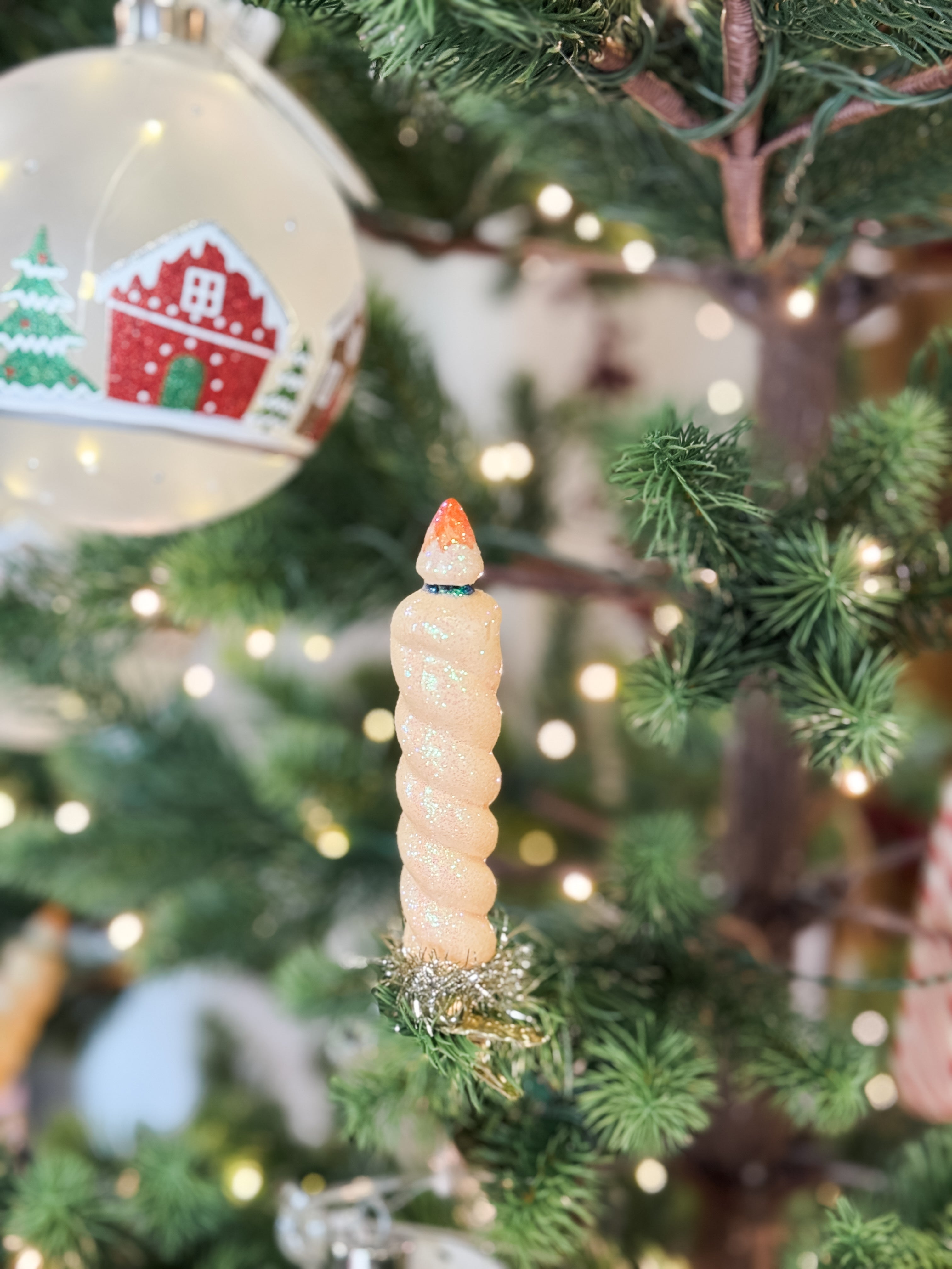 glass twisted taper candle clip-on ornaments at The Rustic Barn in Killingworth CT