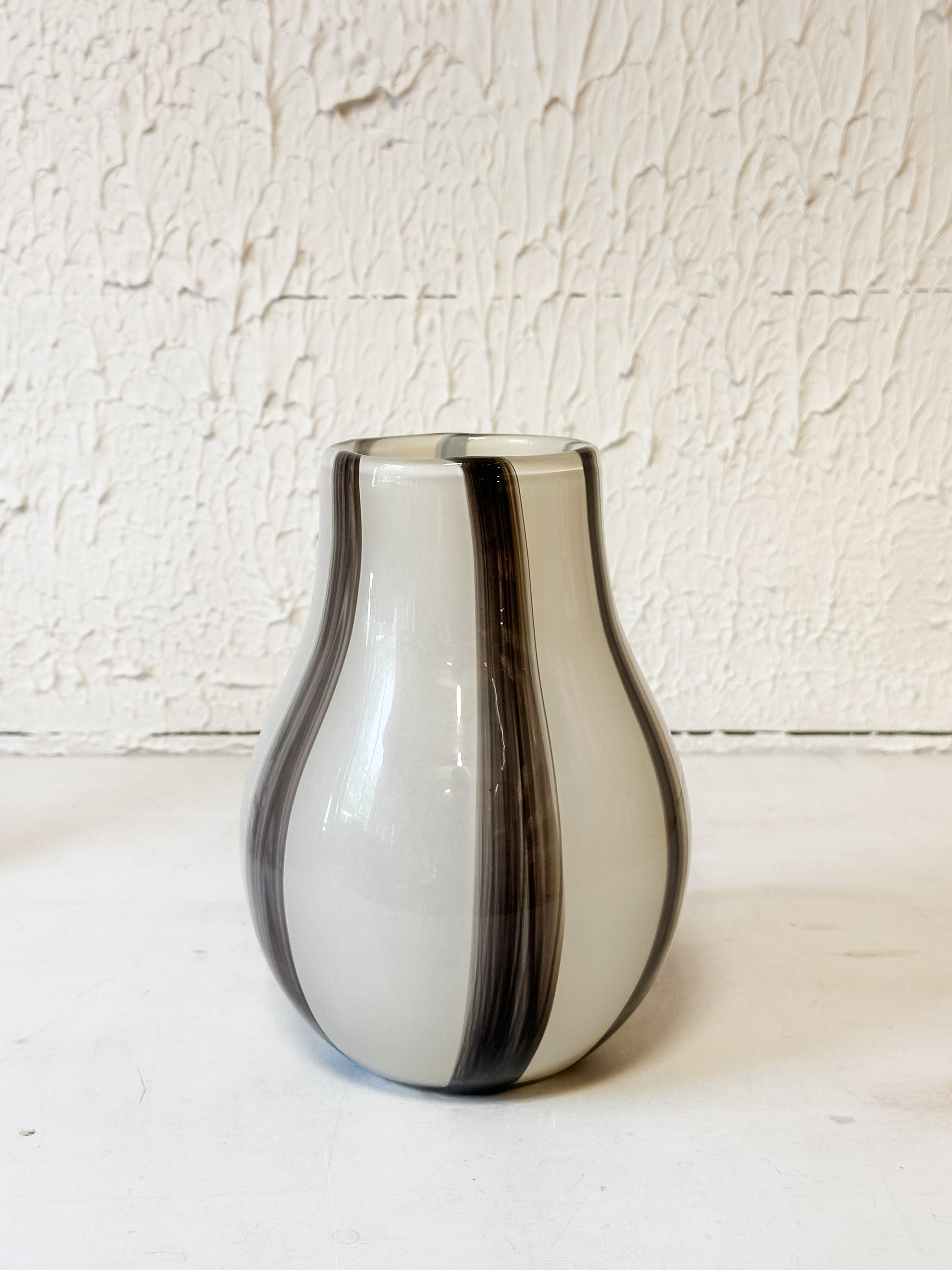 glass vase with black and white stripes at The Rustic Barn in Killingworth CT