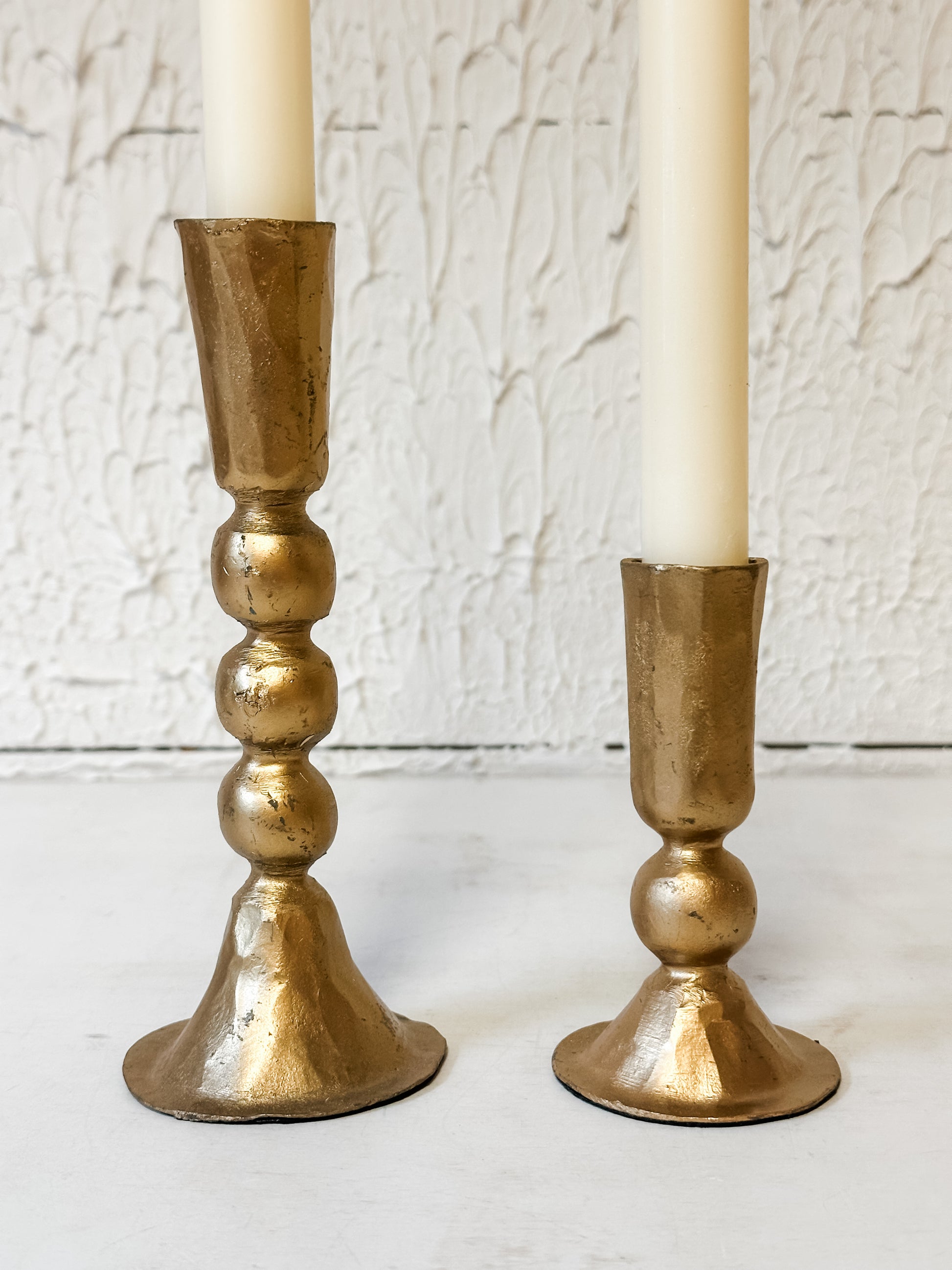 gold ball metal taper holders at The Rustic Barn in Killingworth CT