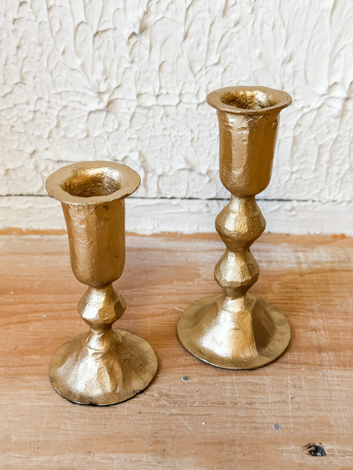 gold diamond pattern taper candle holder at the rustic barn in killingworth ct