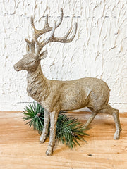 gold resin standing deer at the rustic barn in killingworth ct