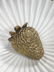 gold finish resin strawberry at the Rustic Barn in Killingworth, CT