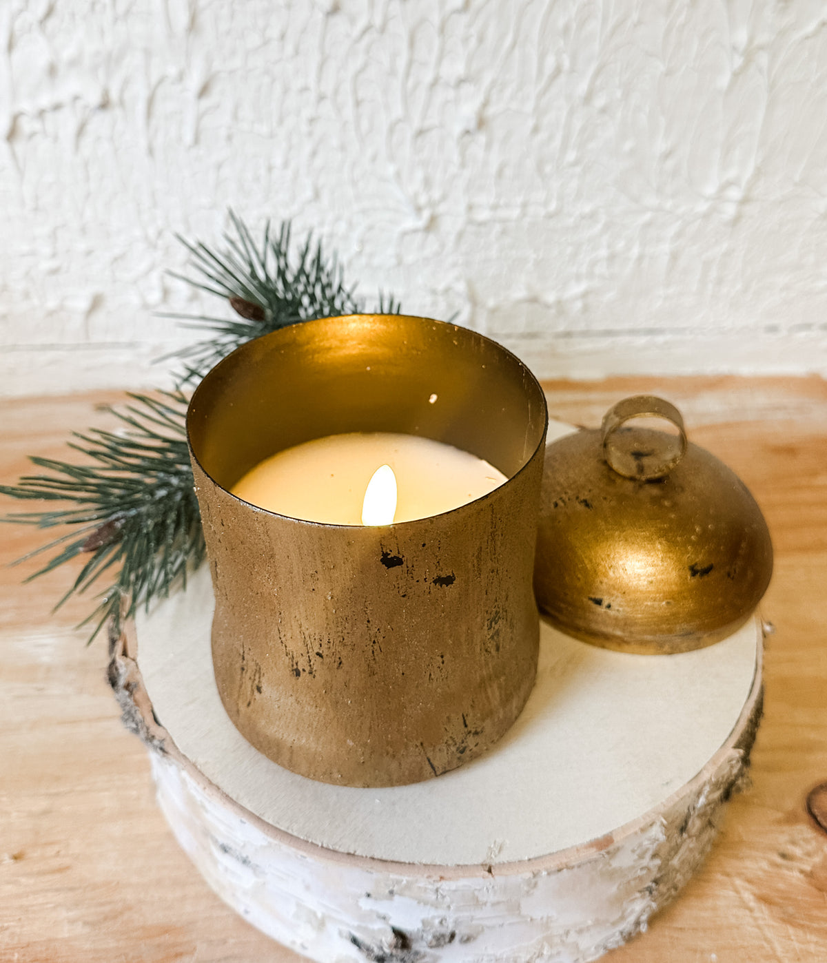 gold sleigh bell LED light for christmas at the rustic barn in killingworth, CT