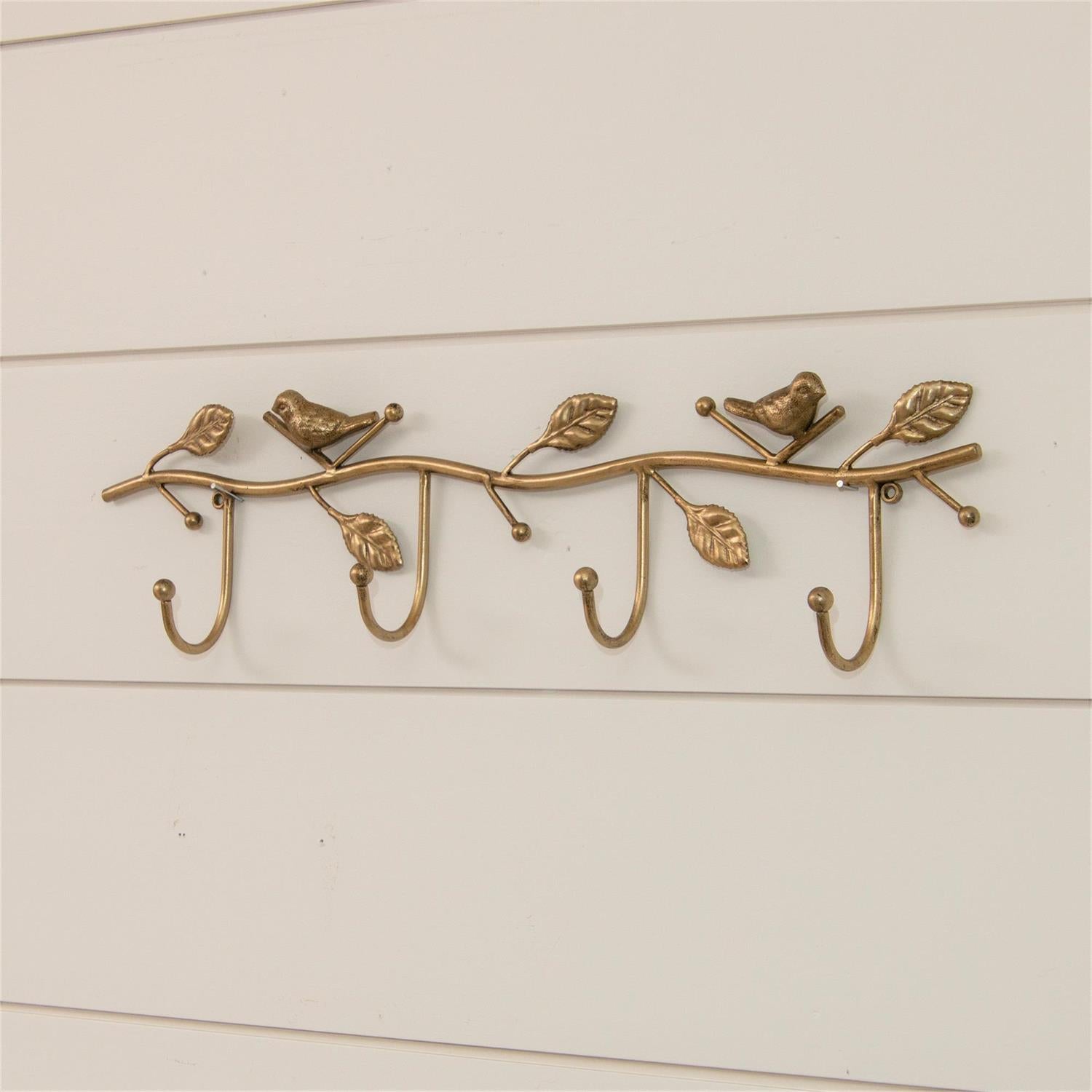 Gold Birds On Branch Wall Hooks