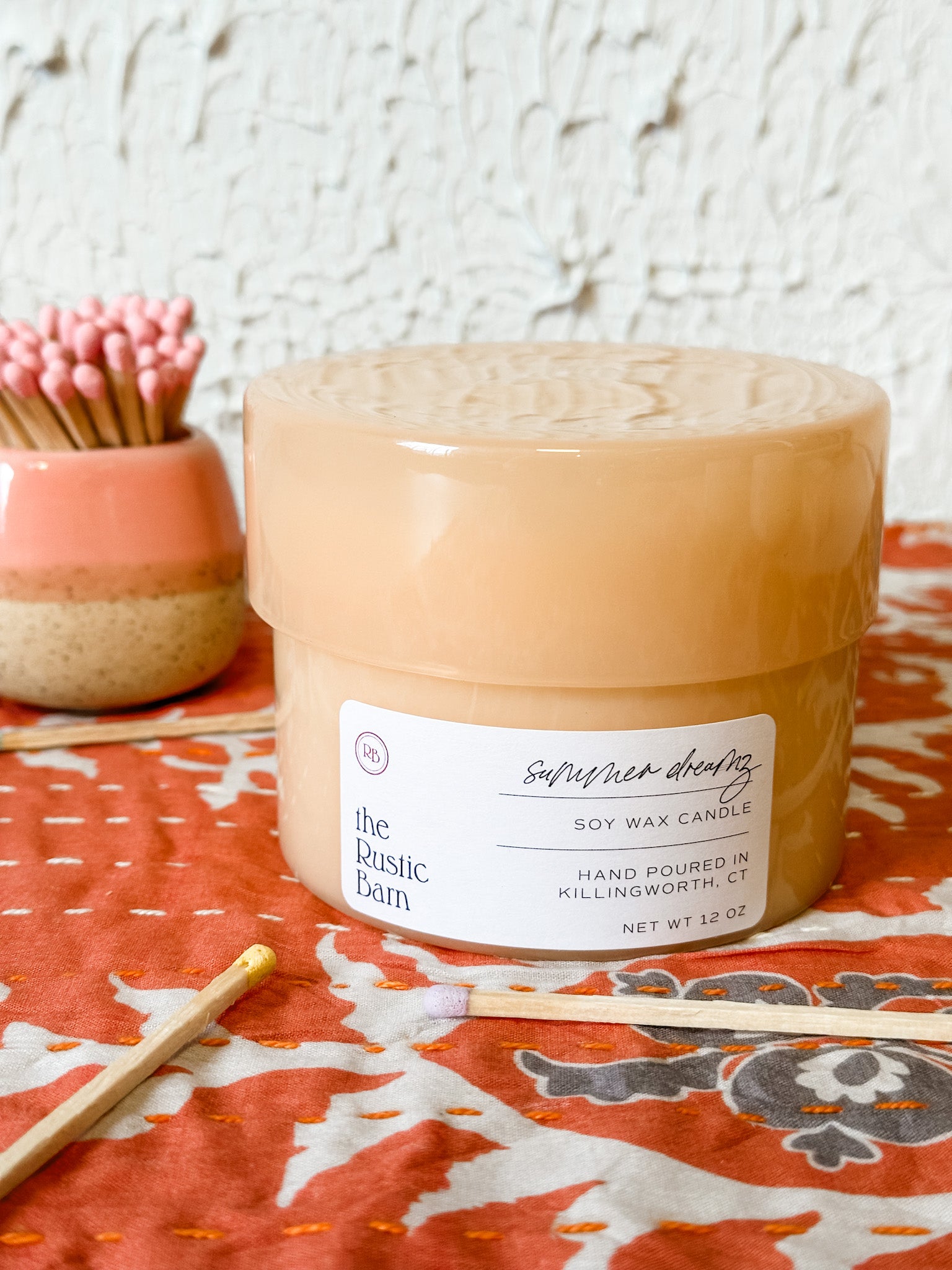 citrus hand-poured soy candles at the rustic barn in killingworth ct