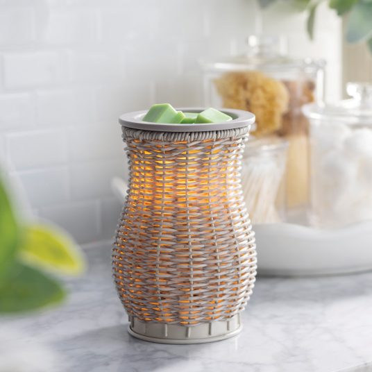 Gray Washed Wicker Wax Warmer