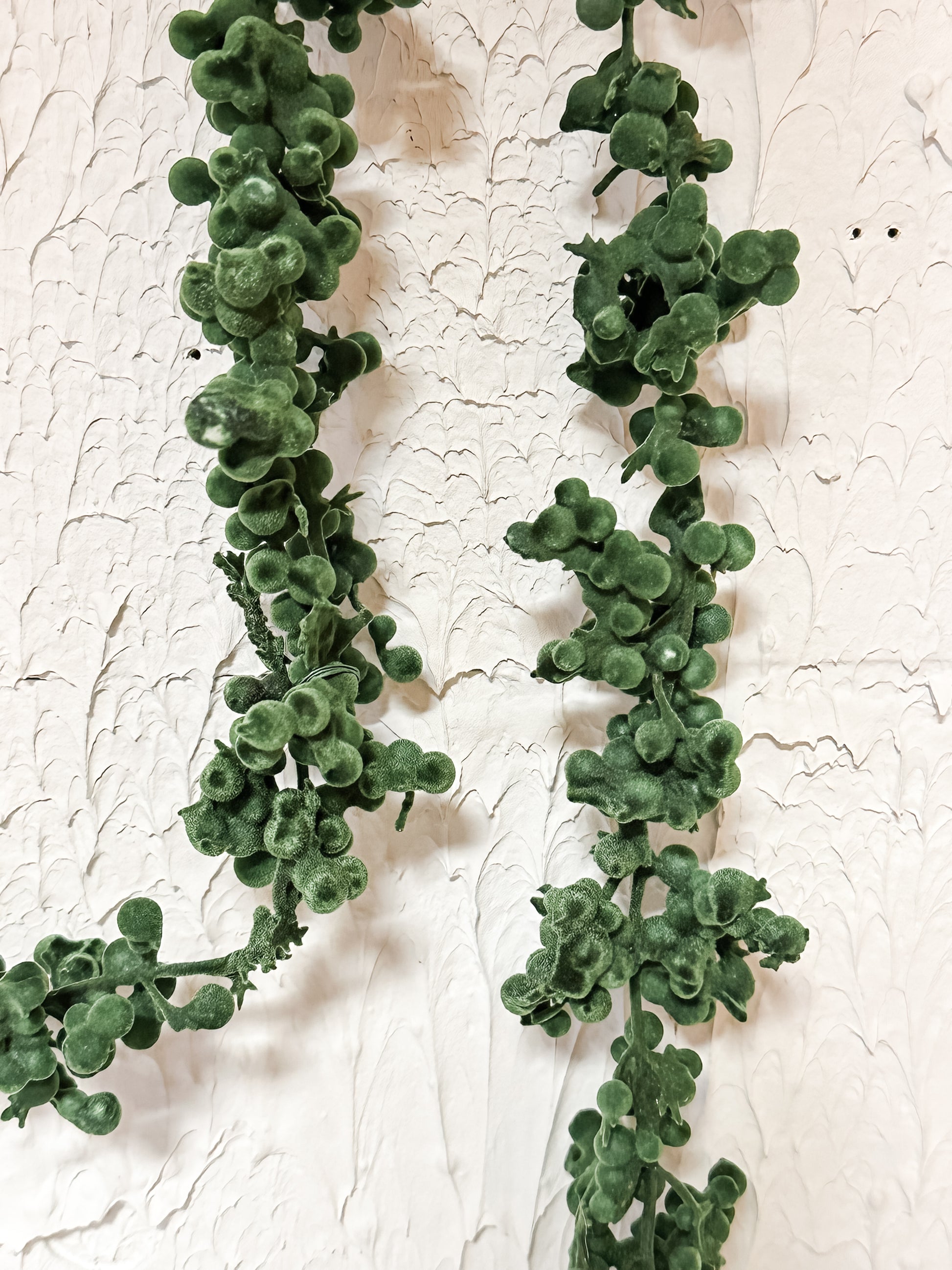 green flocked foam ball garland at The Rustic Barn in Killingworth CT