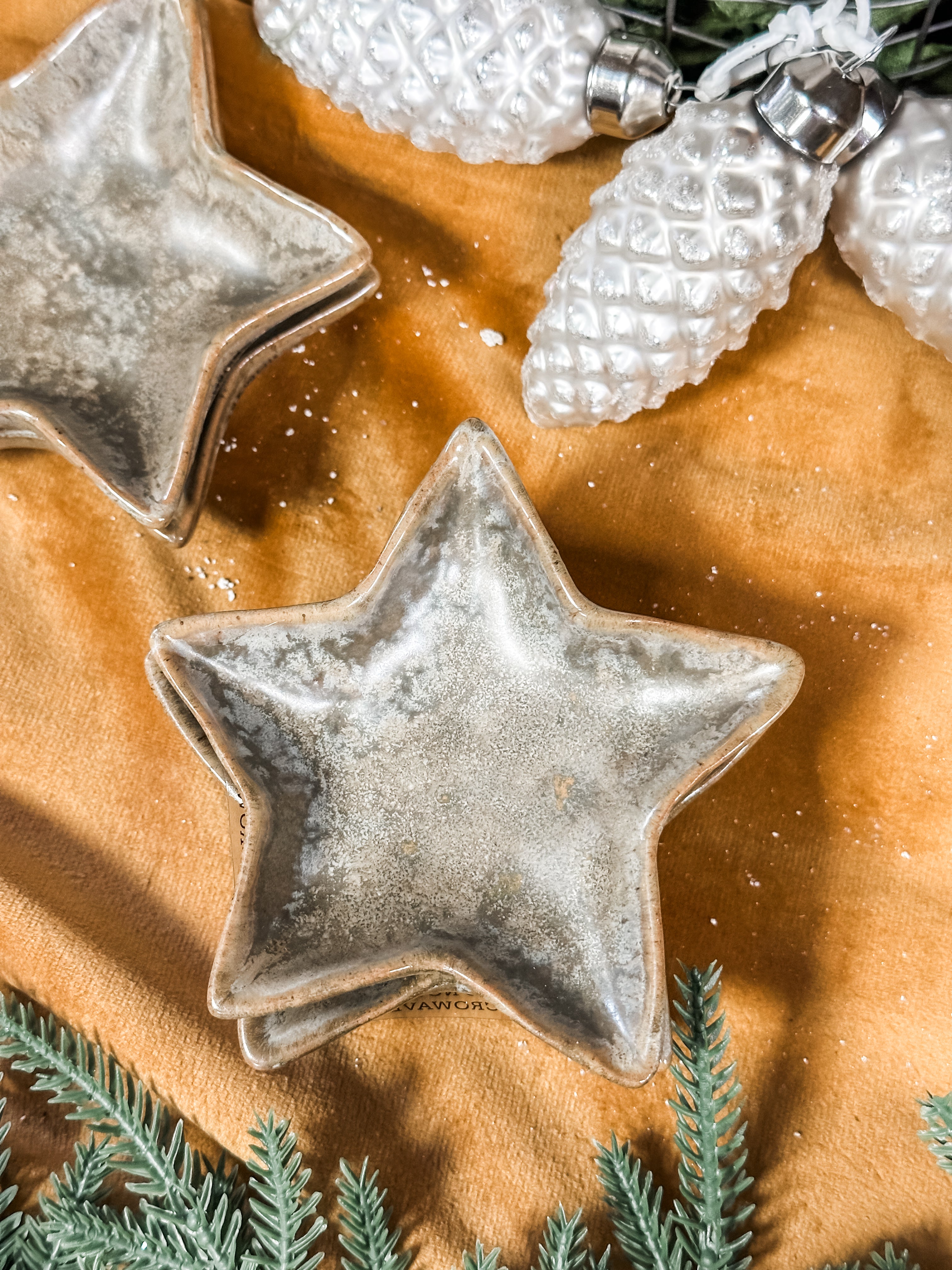 green reactive glaze star shaped dish at The Rustic Barn in Killingworth CT