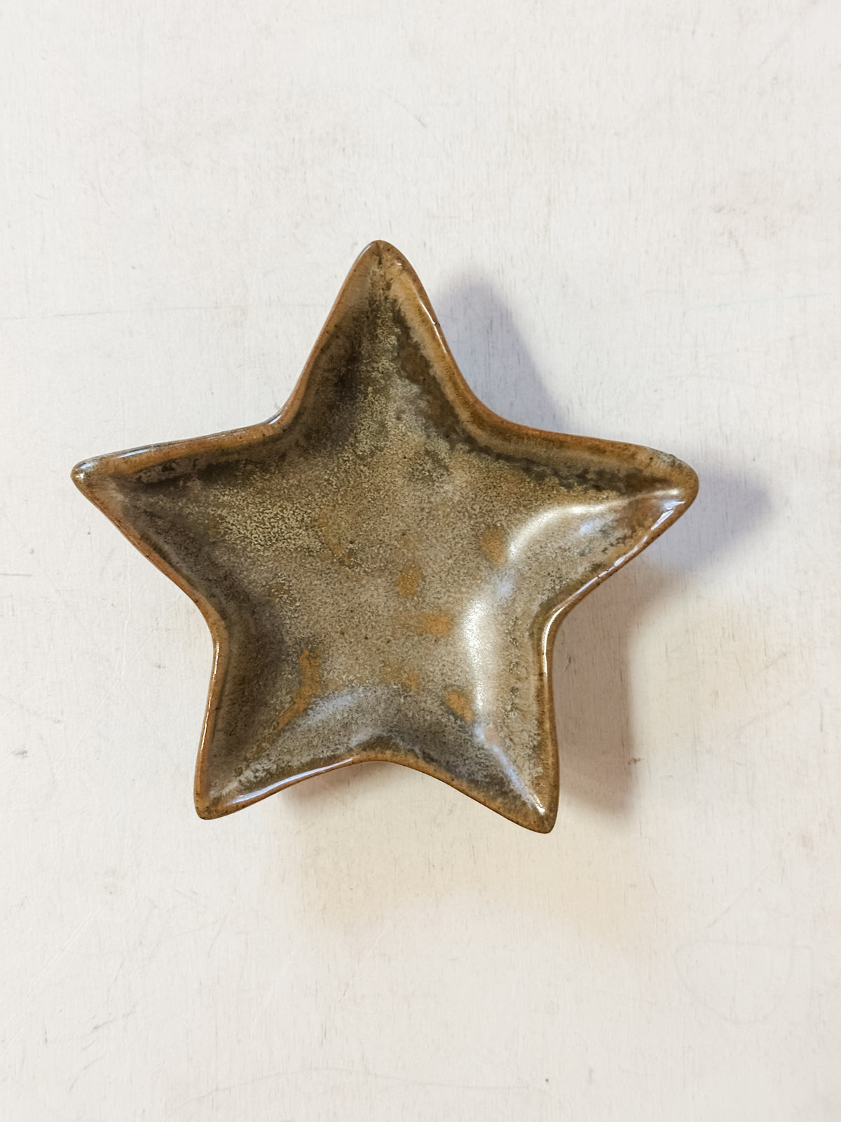 green reactive glaze stoneware star shaped plate at The Rustic Barn in Killingworth CT