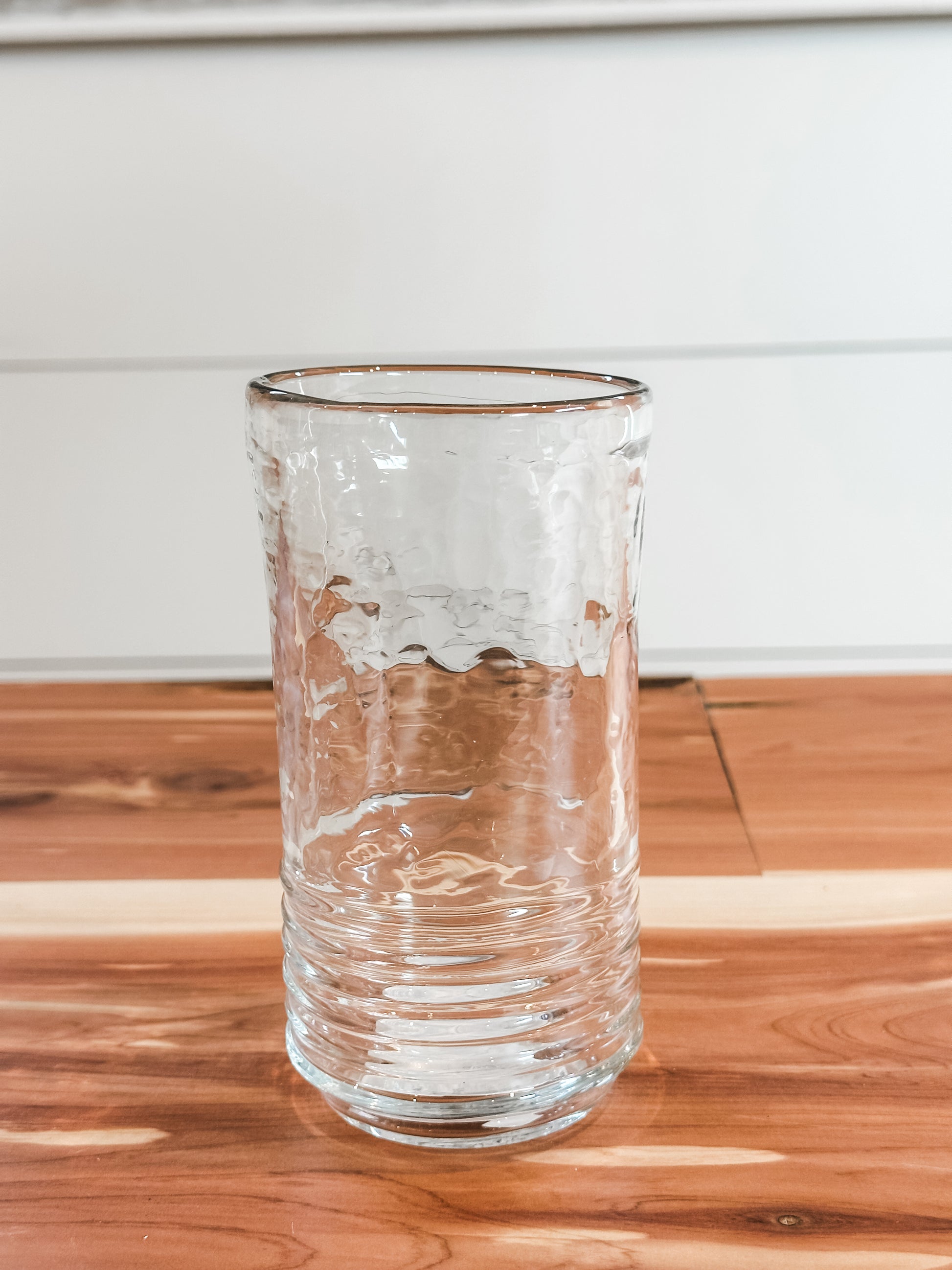 hand-blown ribbed drinking glass at the Rustic Barn in Killingworth, CT