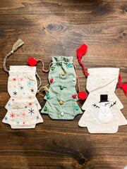 hand embroidered tree shaped gift bags at The Rustic Barn in Killingworth CT