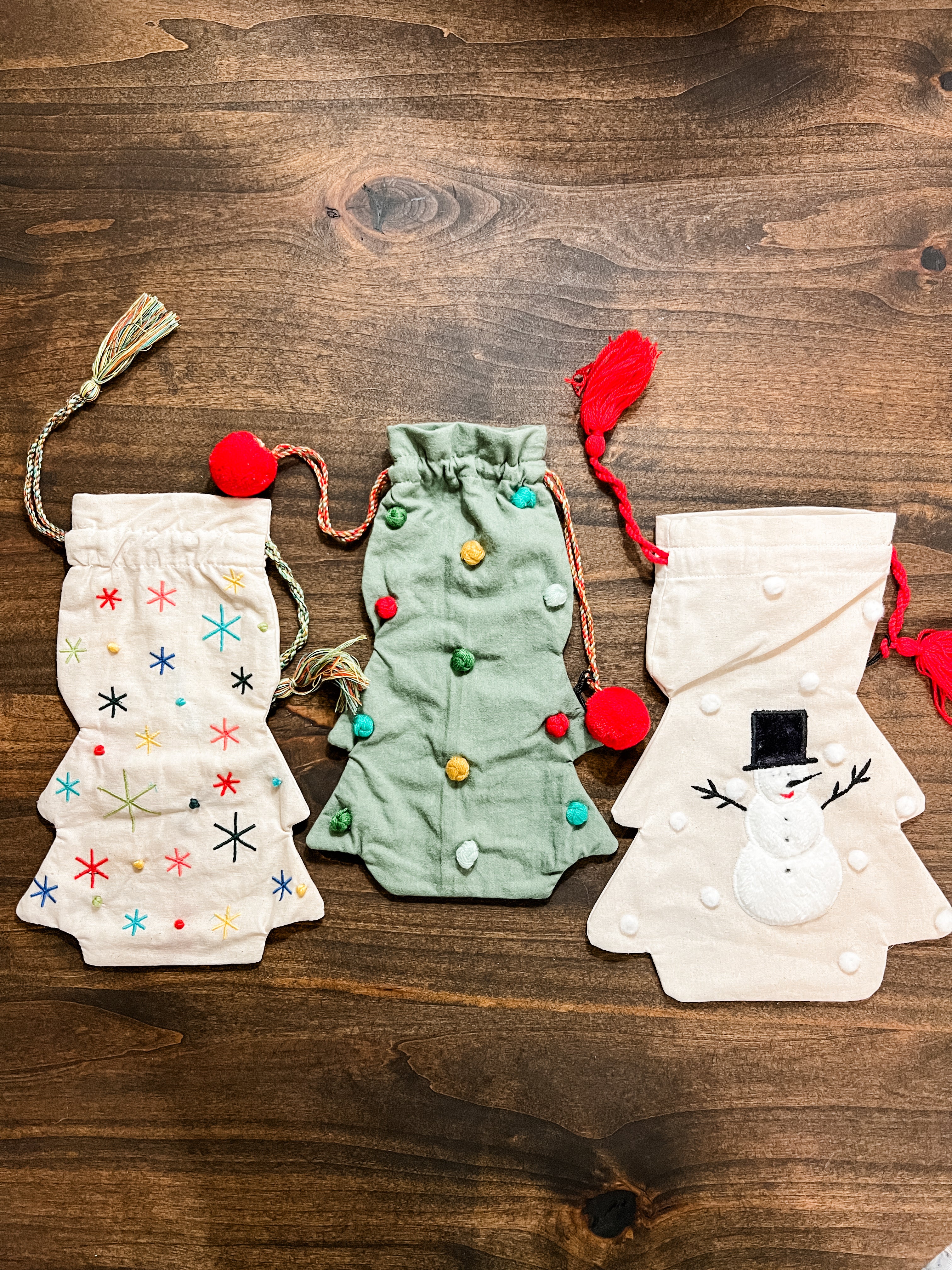 hand embroidered tree shaped gift bags at The Rustic Barn in Killingworth CT