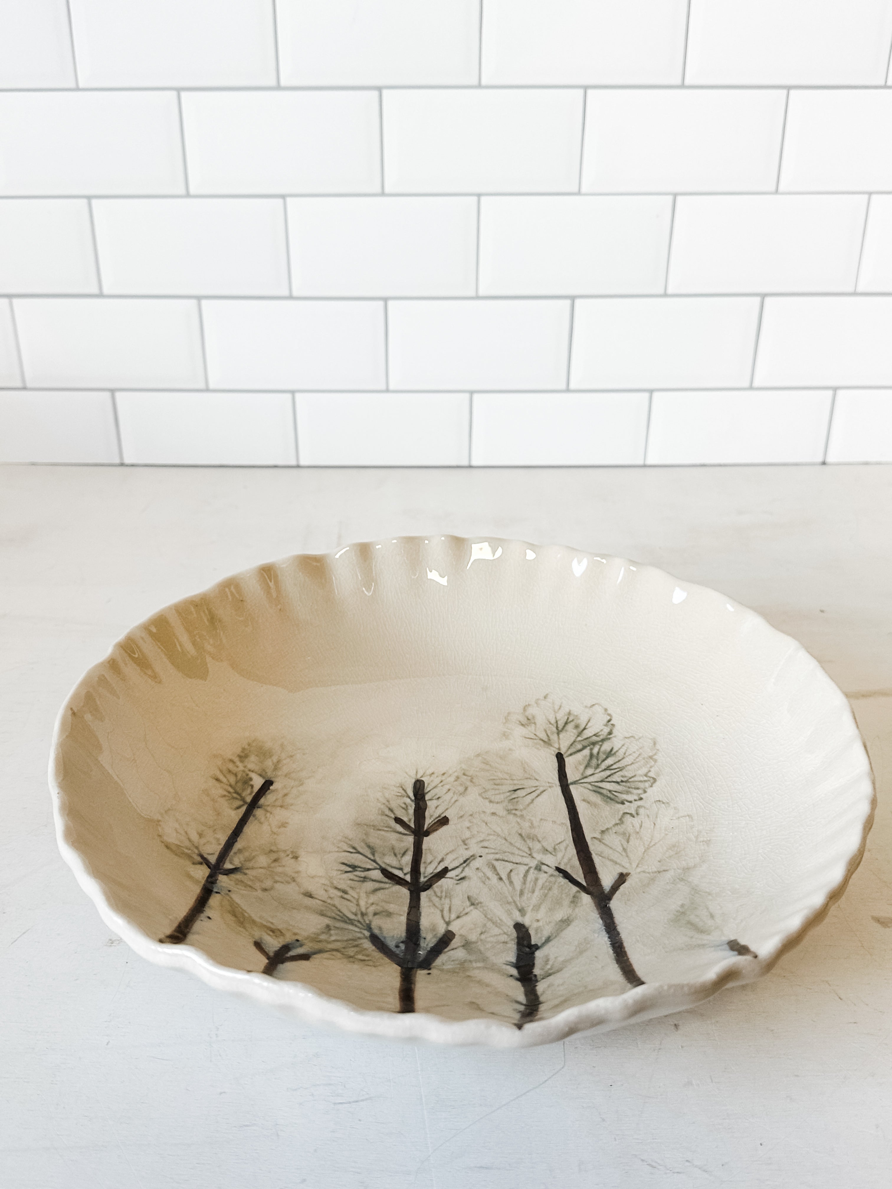 Hand-Painted Botanical Stoneware Bowl at the Rustic Barn in Killingworth, CT