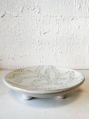 Hand-Painted Botanical Stoneware Footed Platter at the Rustic Barn in Killingworth, CT