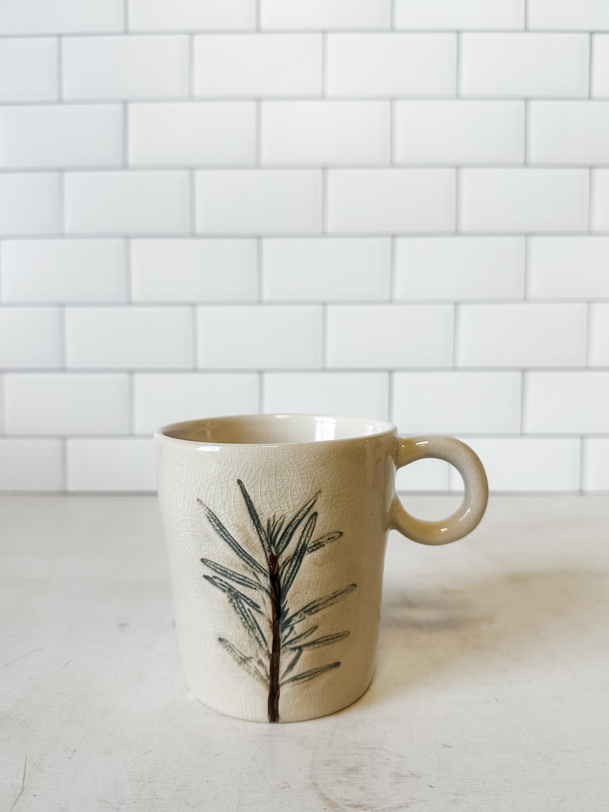 Hand-Painted Botanical Stoneware Mug at the Rustic Barn in Killingworth, CT