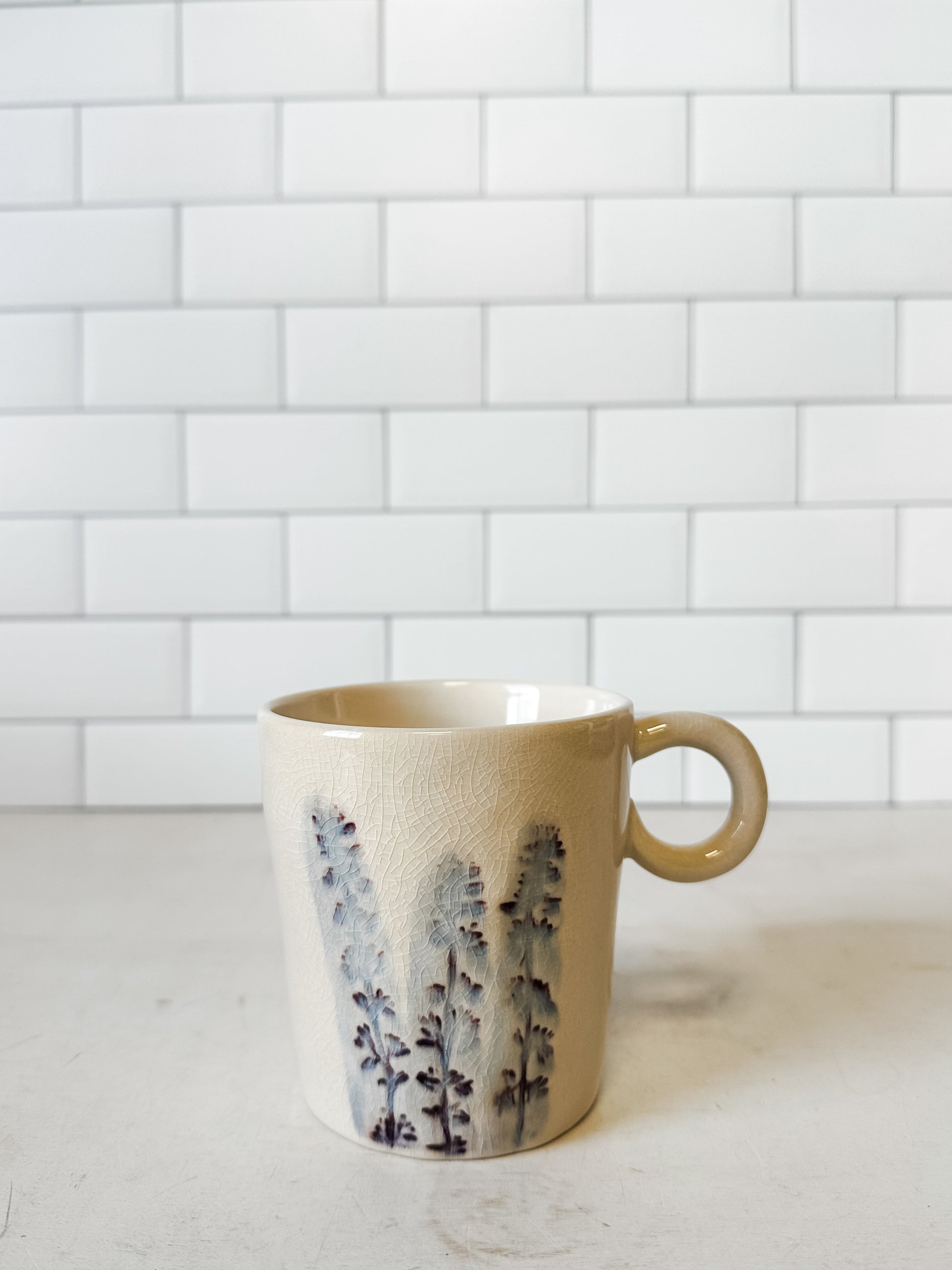 Hand-Painted Botanical Stoneware Mug at the Rustic Barn in Killingworth, CT