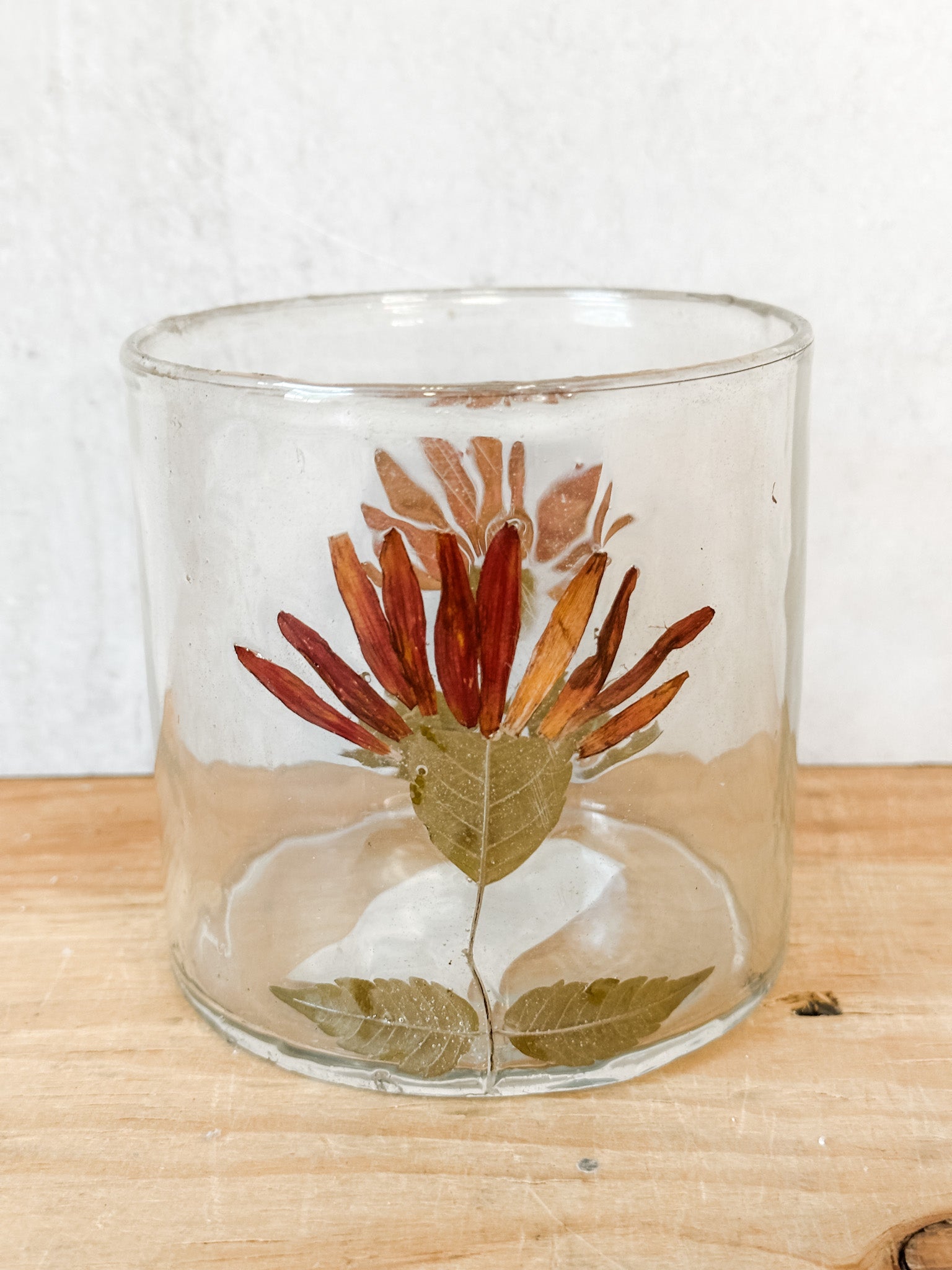 hand painted daisy recycled glass tealight holder at the rustic barn in killingworth ct