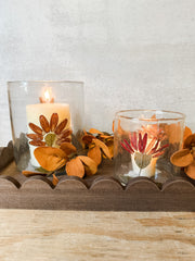 hand painted daisy recycled glass tealight holder at the rustic barn in killingworth ct